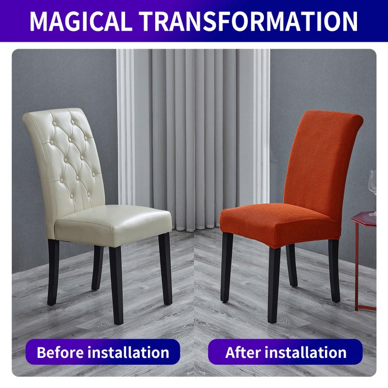 Howhic Stretch Chair Covers for Dining Room Set of 6, Removable Washable Dining Room Chair Covers, Dining Chair Slipcovers Seat Protector, Great for Home and Banquet (Pureed Pumpkin, 6 Pack) - Image 5